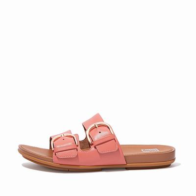 Fitflop Gracie Buckle Leather Slides - Sandalen Damen - Rosa (TOS605942)